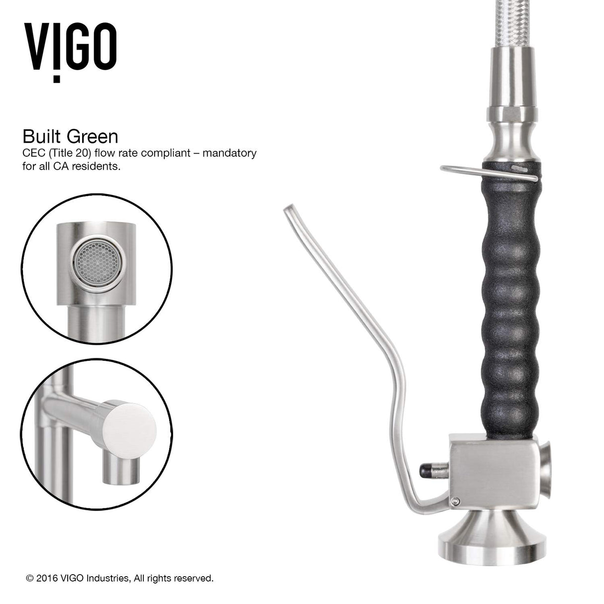 VIGO VG02007CHK1 27" H Zurich Single-Handle with Pull-Down Sprayer Kitchen Faucet with Deck Plate in Chrome