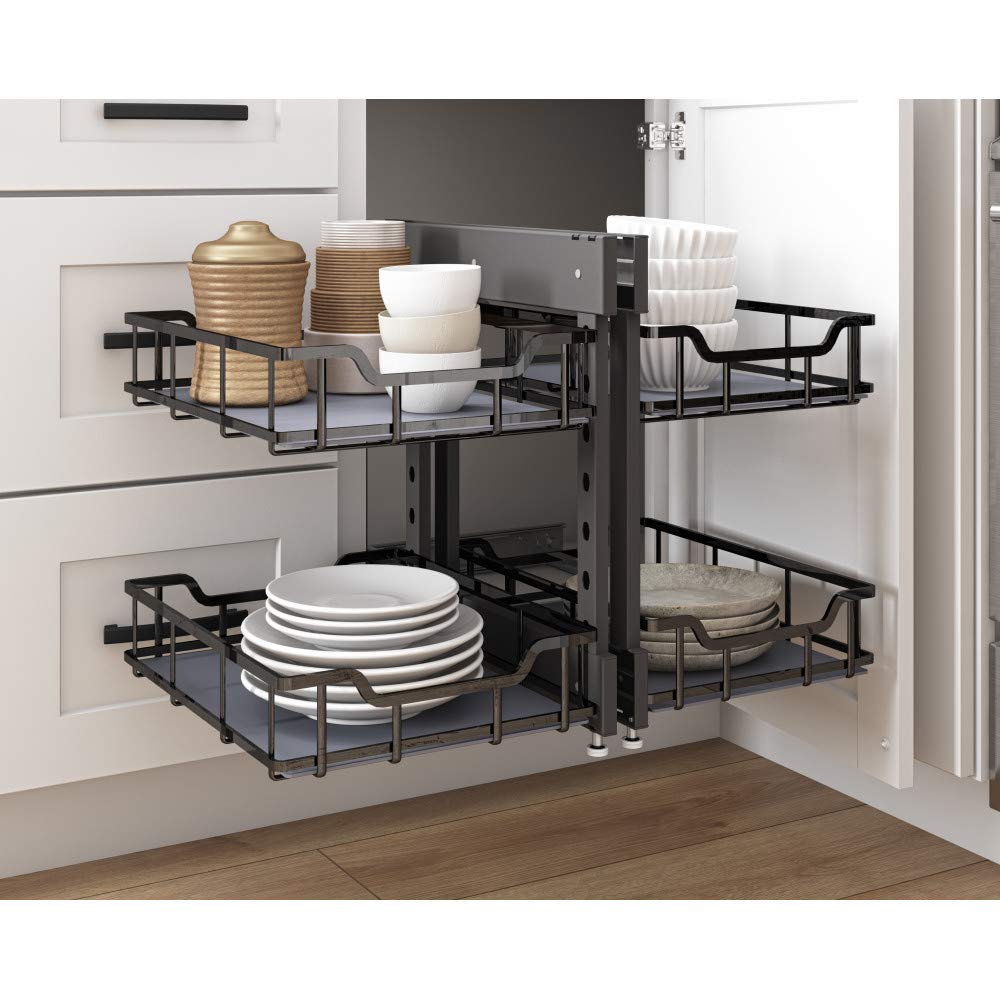 Hardware Resources SWS-BCS18BN 18" Black Nickel STORAGE WITH STYLE® Blind Corner Organizer