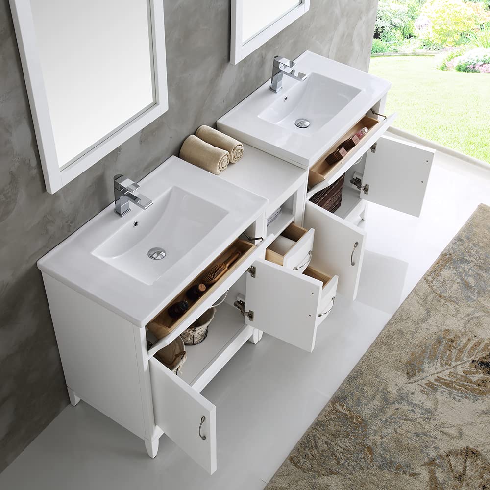 Fresca FVN21-301230AC Fresca Cambridge 72" Antique Coffee Double Sink Traditional Bathroom Vanity w/ Mirrors
