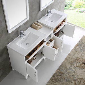 Fresca FVN21-301230AC Fresca Cambridge 72" Antique Coffee Double Sink Traditional Bathroom Vanity w/ Mirrors