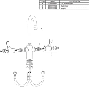 Elkay LKD208813C Deck Mount Faucet with Gooseneck Spout and Twin Lever Handles