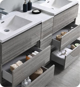 Fresca FCB93-301230HA-D Fresca Lazzaro 72" Glossy Ash Gray Free Standing Double Sink Modern Bathroom Cabinet