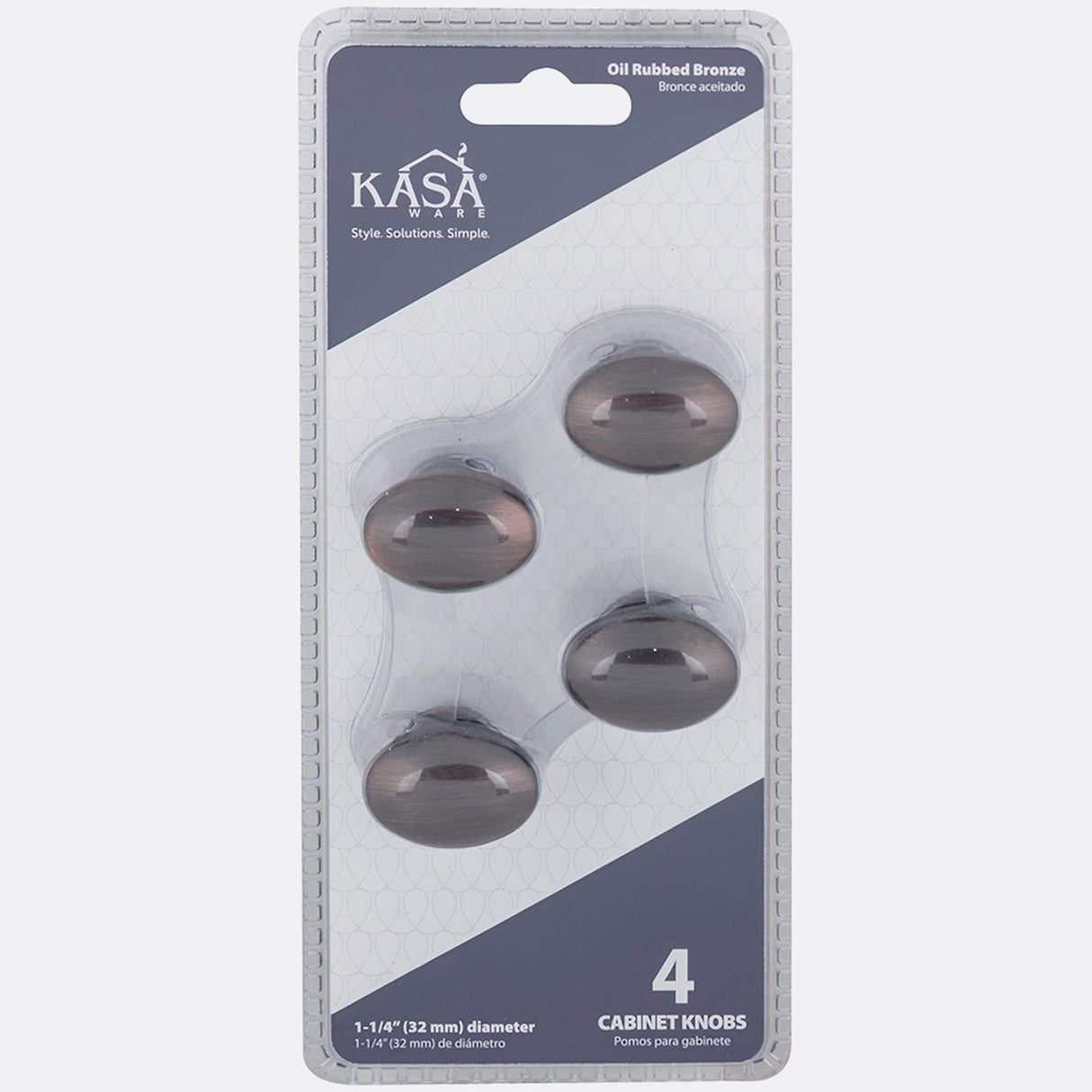 KasaWare K460BORB-4 1-1/4" Diameter Oval Knob, 4-pack