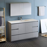 Fresca FVN9360GR-S Fresca Lazzaro 60" Gray Free Standing Single Sink Modern Bathroom Vanity w/ Medicine Cabinet