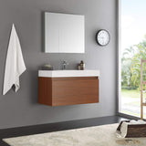 Fresca FVN8008TK Fresca Mezzo 36" Teak Wall Hung Modern Bathroom Vanity w/ Medicine Cabinet