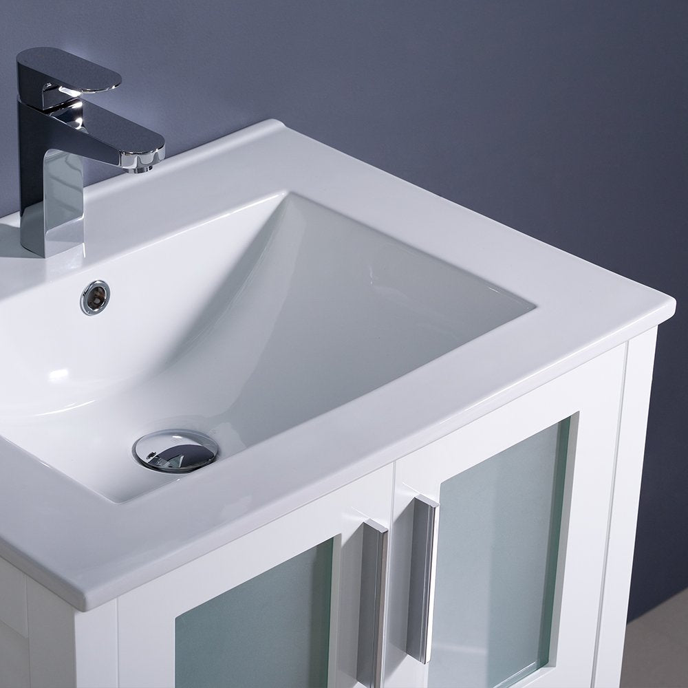 Fresca FVN6224WH-UNS Fresca Torino 24" White Modern Bathroom Vanity w/ Integrated Sink