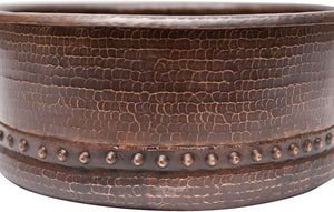 Premier Copper Products VRT15DB 15-Inch Round Vessel Tub Hammered Copper Sink