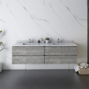 Fresca FCB31-3636ASH-CWH-U Double Sink Cabinet with Sinks