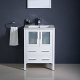 Fresca FVN6224WH-UNS Fresca Torino 24" White Modern Bathroom Vanity w/ Integrated Sink