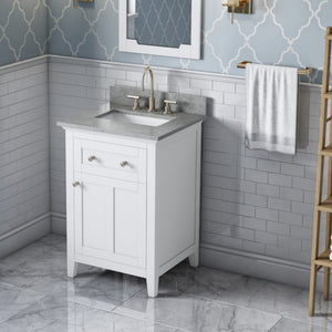 Jeffrey Alexander VKITCHA24WHSGR 24" White Chatham Vanity, Steel Grey Cultured Marble Vanity Top, undermount rectangle bowl