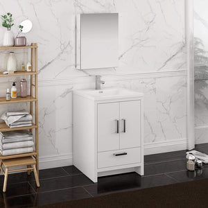 Fresca FVN9424WH Fresca Imperia 24" Glossy White Free Standing Modern Bathroom Vanity w/ Medicine Cabinet