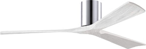 Matthews Fan IR3H-CR-MWH-60 Irene-3H three-blade flush mount paddle fan in Polished Chrome finish with 60” solid matte white wood blades. 