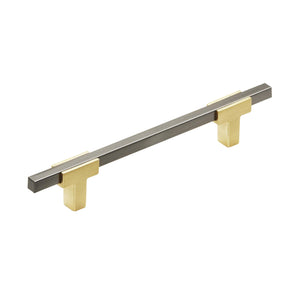 Amerock Cabinet Pull Brushed Gold/Black Chrome 5-1/16 inch (128 mm) Center to Center Urbanite 1 Pack Drawer Pull Drawer Handle Cabinet Hardware