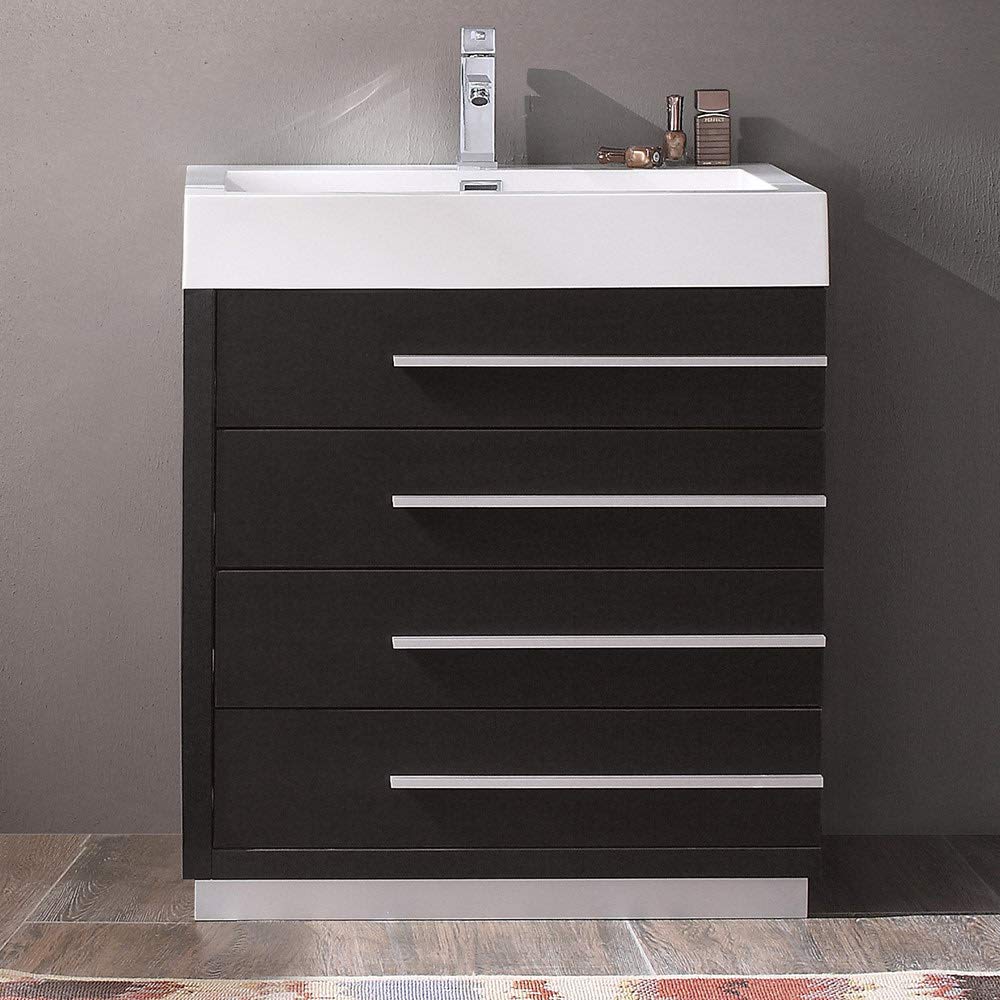 Fresca FCB8030WH-I Fresca Livello 30" White Modern Bathroom Cabinet w/ Integrated Sink