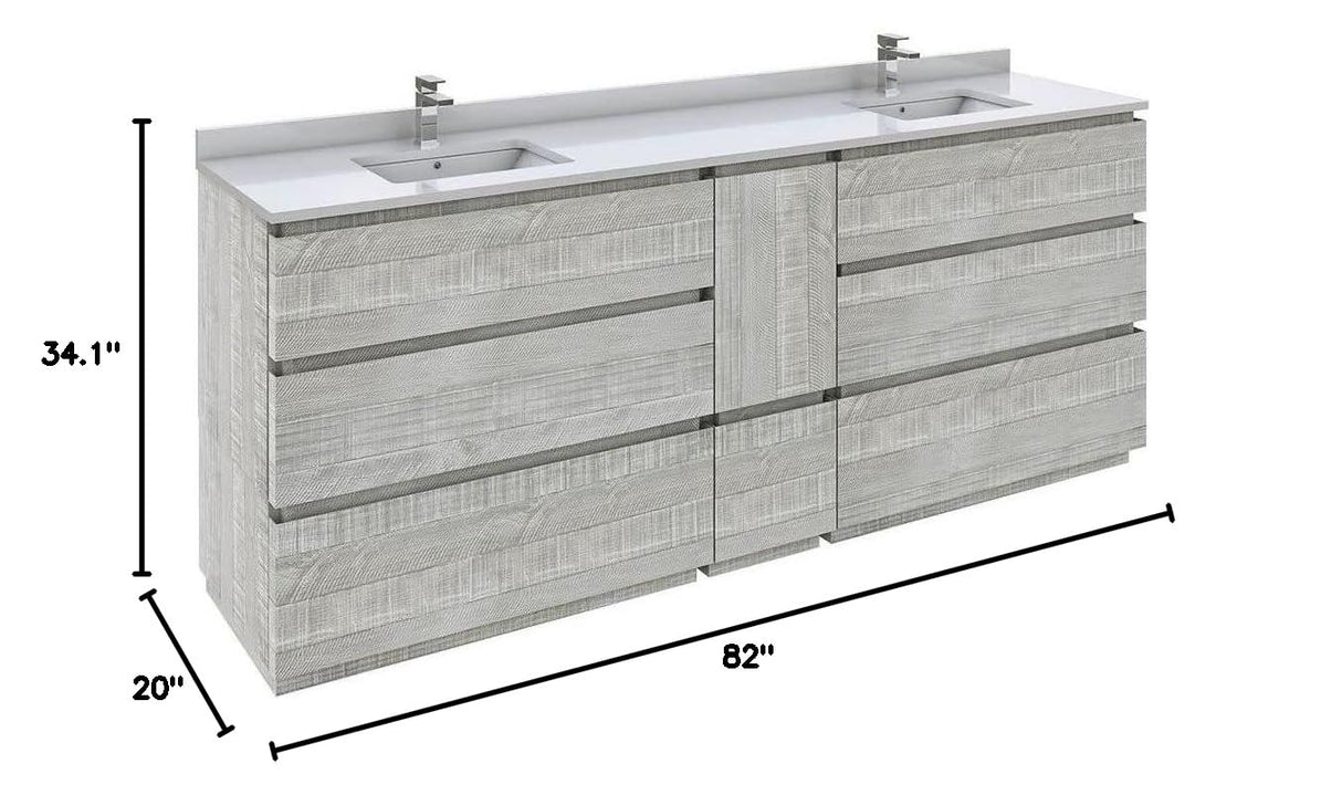 Fresca FCB31-361236ASH-FC Fresca Formosa 82" Floor Standing Double Sink Modern Bathroom Cabinet in Ash