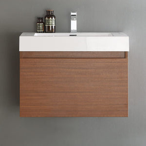 Fresca FCB8007BW-I Fresca Mezzo 30" Black Wall Hung Modern Bathroom Cabinet w/ Integrated Sink