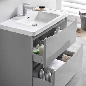 Fresca FCB9136WH-I Fresca Tuscany 36" Glossy White Free Standing Modern Bathroom Cabinet w/ Integrated Sink