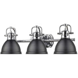 Duncan 3 Light Bath Vanity in Chrome with a Matte Black Shade