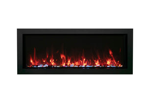 Amantii BI-40-XTRASLIM Panorama Xtraslim Full View Smart Electric  - 40" Indoor /Outdoor WiFi Enabled  Fireplace, featuring a MultiFunction Remote, Multi Speed Flame Motor, Glass Media & a Black Trim
