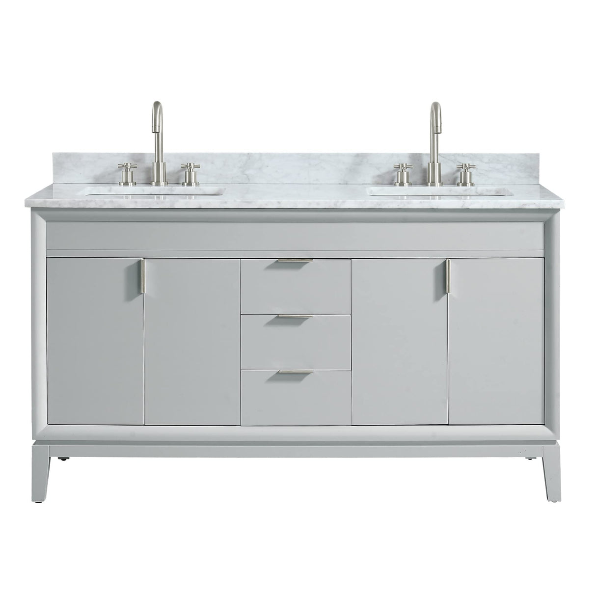 Avanity Emma 61 in. Vanity Combo in Dove Gray with Carrara White Marble Top