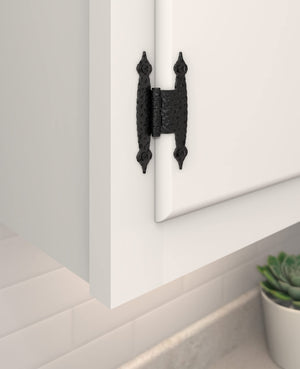 Amerock Cabinet Hinge 3/8 inch (10 mm) Offset Hinge Colonial Black 2 Pack Non Self-Closing Hinge H-Type Hinge Cabinet Door Hinge
