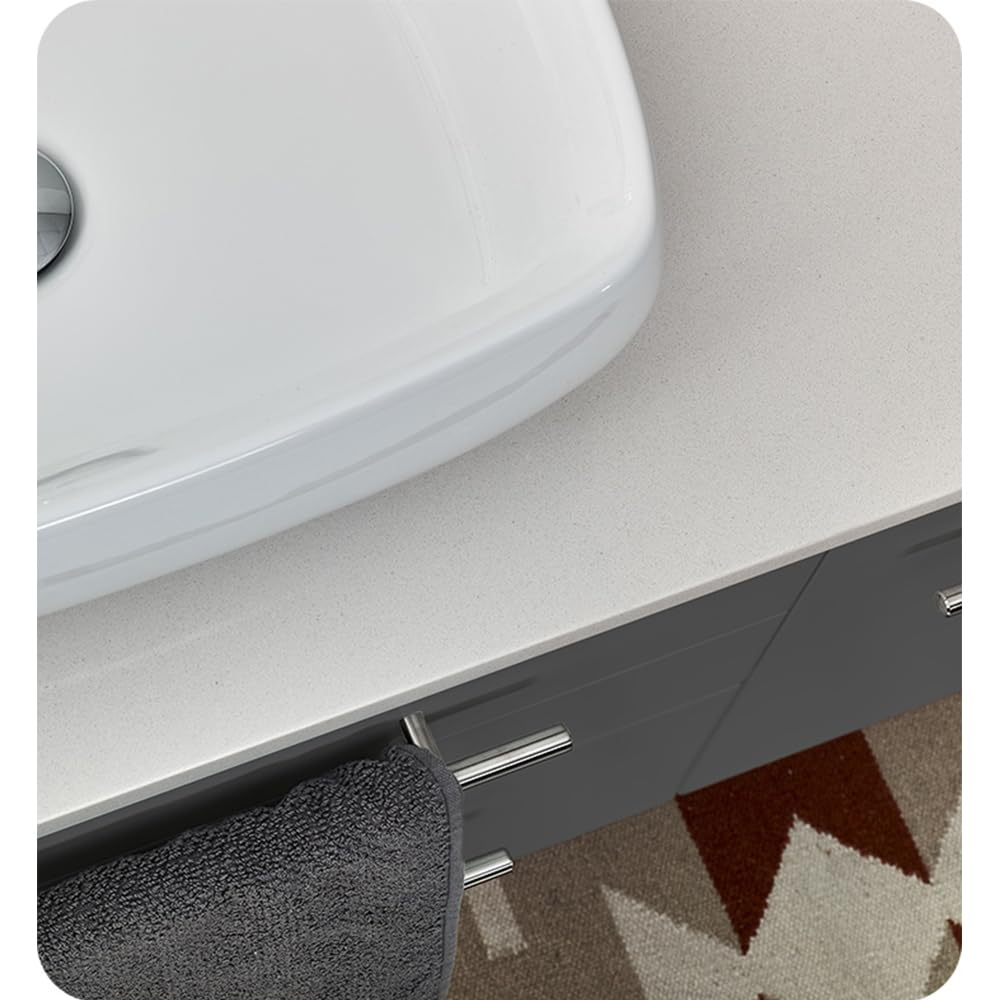 Fresca FVN6136GR-VSL-L Fresca Lucera 36" Gray Wall Hung Vessel Sink Modern Bathroom Vanity w/ Medicine Cabinet - Left Version