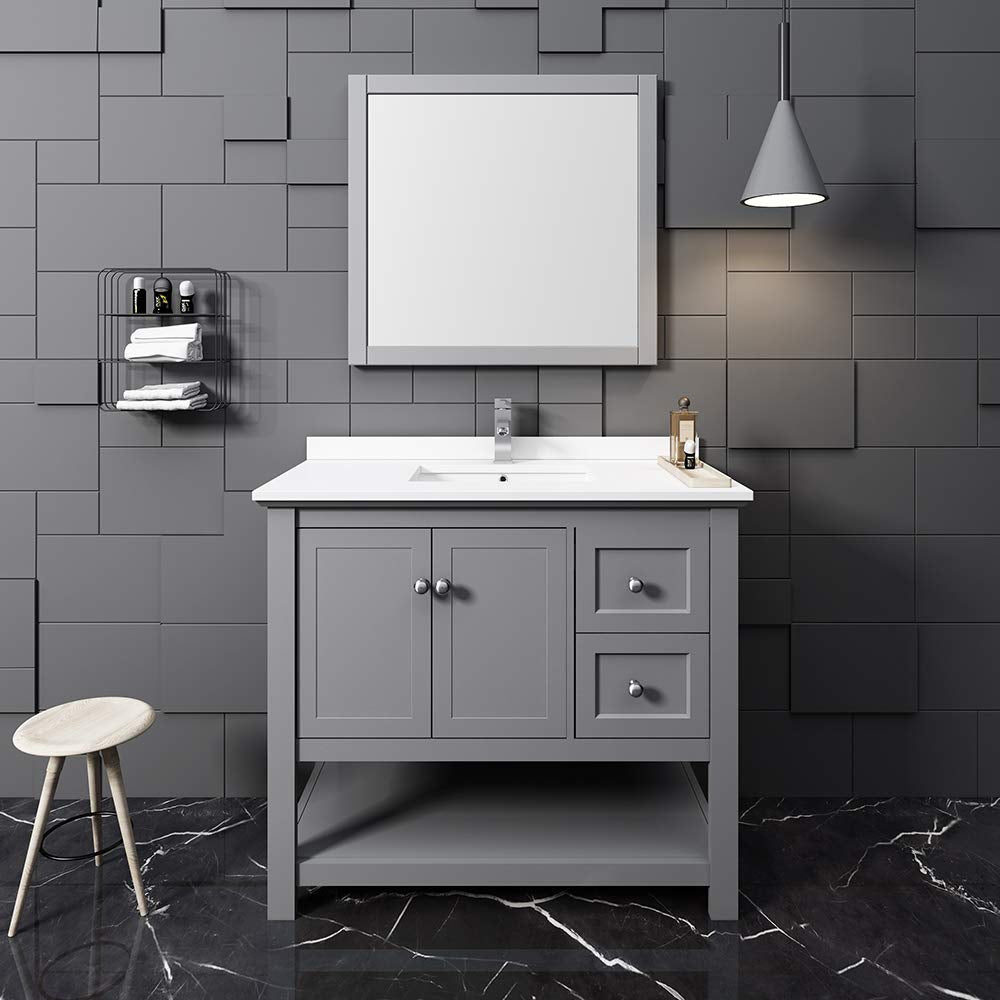 Fresca FVN2340GR Fresca Manchester 42" Gray Traditional Bathroom Vanity w/ Mirror