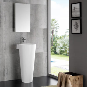 Fresca FVN5022WH Fresca Messina 16" White Pedestal Sink w Medicine Cabinet - Modern Bathroom Vanity