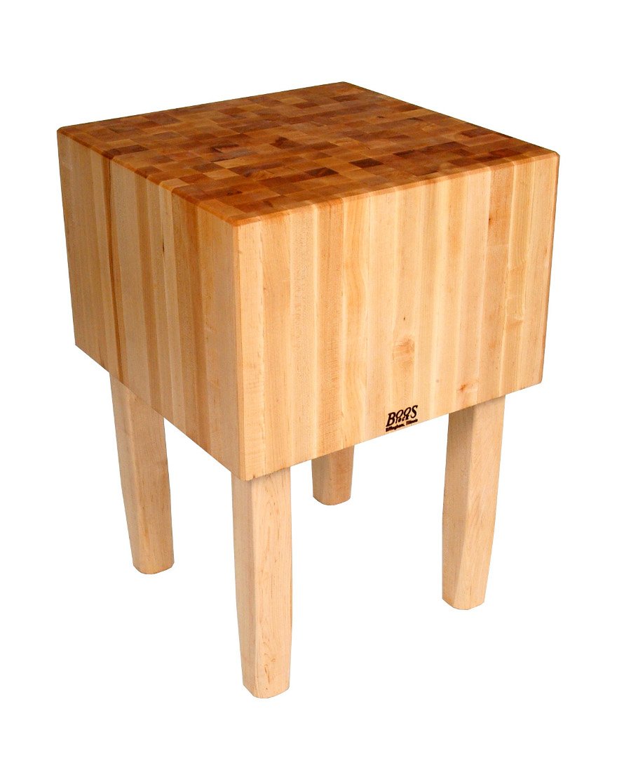 John Boos AA01 Solid 16 Inch Hard Rock Maple End Grain Butcher Block on Square Legs, 24 x 18 AA BLOCK 24X18X16 CRM CUTTING SURF