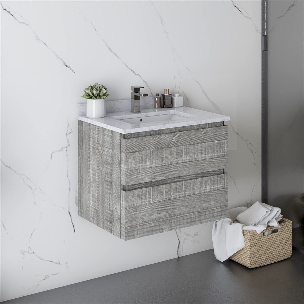 Fresca FCB3124ASH Fresca Formosa 23" Wall Hung Modern Bathroom Cabinet in Ash