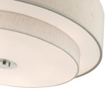 Livex Lighting 45849-91 Meridian - 6 Light Semi-Flush Mount in Meridian Style - 30 Inches Wide by 13.5 Inches high, Brushed Nickel Finish with Off-White Fabric Shade