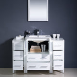 Fresca FVN62-122412WH-UNS Fresca Torino 48" White Modern Bathroom Vanity w/ 2 Side Cabinets & Integrated Sink