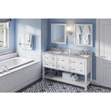 Jeffrey Alexander VKITADL60WHWCR 60" White Adler Vanity, double bowl, White Carrara Marble Vanity Top, two undermount rectangle bowls