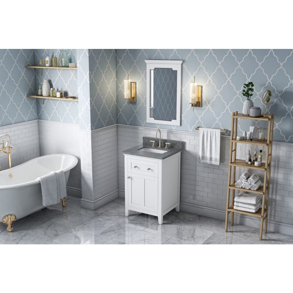 Jeffrey Alexander VKITCHA24WHBOR 24" White Chatham Vanity, Boulder Cultured Marble Vanity Top, undermount rectangle bowl