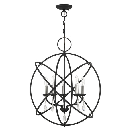 Livex Lighting 40905-04 Aria Collection 5-Light Chandelier for Entryways and Bedrooms, Black