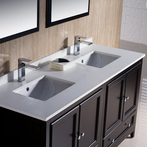 Fresca FVN20-3030ES Fresca Oxford 60" Espresso Traditional Double Sink Bathroom Vanity