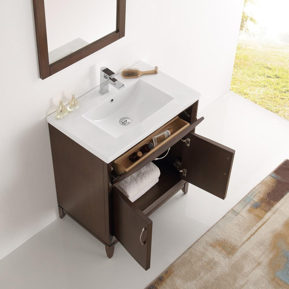 Fresca FVN2130AC Fresca Cambridge 30" Antique Coffee Traditional Bathroom Vanity w/ Mirror