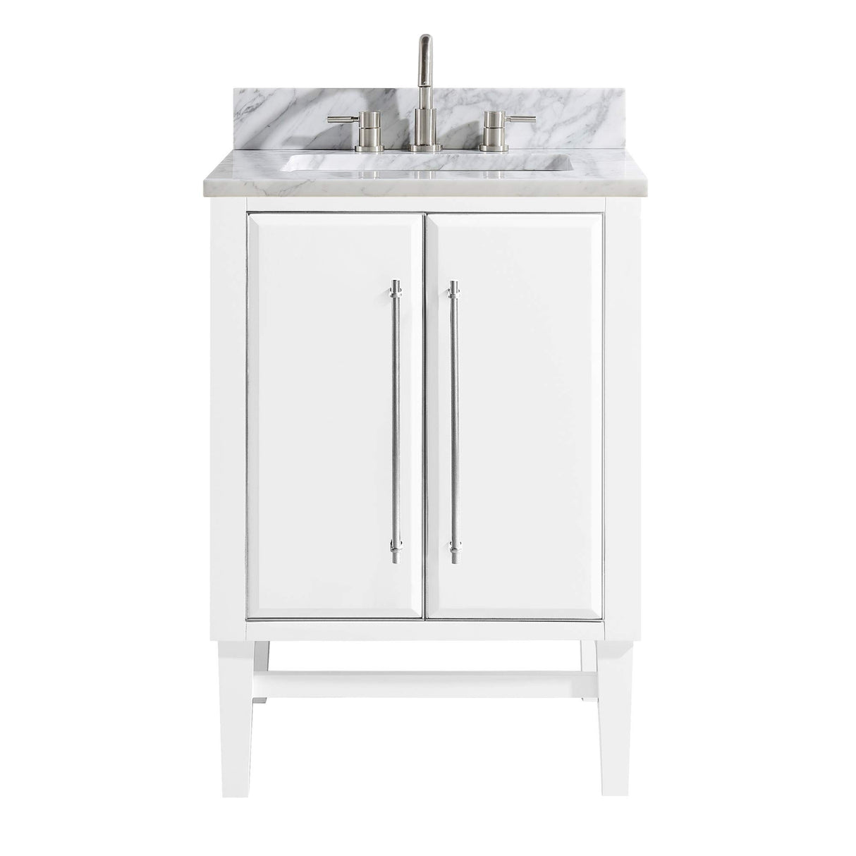 Avanity Mason 25 in. Vanity Combo in White with Silver Trim and Carrara White Marble Top