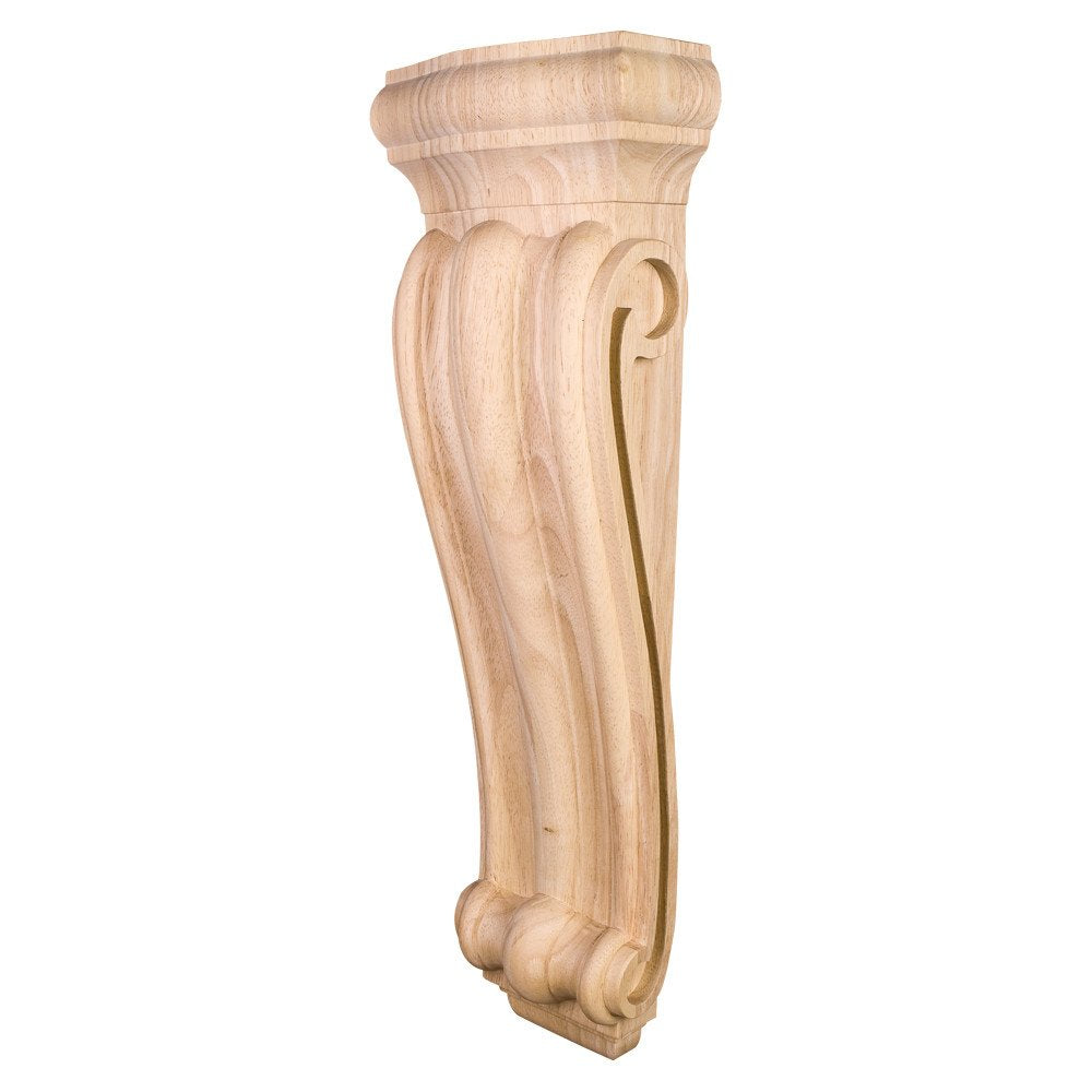 Hardware Resources CORN-6MP 7" W x 3-3/4" D x 22" H Maple Scrolled Corbel