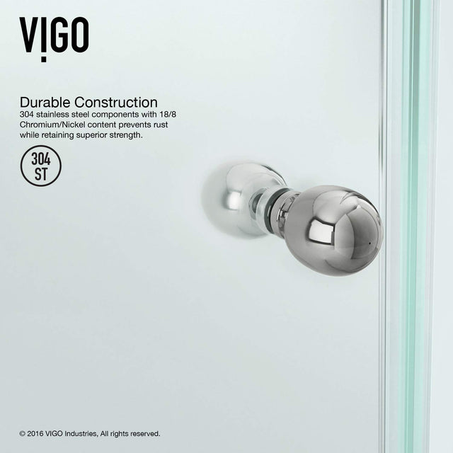 VIGO VG6061CHCL36W 36.13" -36.13" W -78.75" H Frameless Hinged Neo-angle Shower Enclosure with Clear 0.38" Tempered Glass and Stainless Steel Hardware in Chrome Finish with Reversible Handle and Base