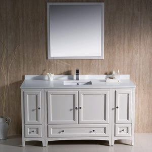 Fresca FVN20-123612AW Fresca Oxford 60" Antique White Traditional Bathroom Vanity