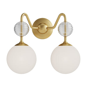 Alora VL415315BGOP CELIA 2 HEAD 15" VANITY BRUSHED GOLD OPAL GLASS E12 60WX2
