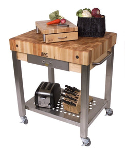 John Boos CUCT14 Cucina Americana Technica Kitchen Cart with Wood Top Counter Depth: 4