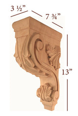 Hardware Resources CORE-OK 3-3/8" W x 7-3/4" D x 13" H Oak Acanthus Corbel