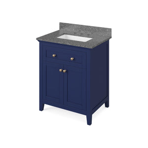 Jeffrey Alexander VKITCHA30BLBOR 30" Hale Blue Chatham Vanity, Boulder Cultured Marble Vanity Top, undermount rectangle bowl