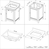 Jeffrey Alexander VKITAST24GRCQR 24" Grey Astoria Vanity, Calacatta Vienna Quartz Vanity Top, undermount rectangle bowl