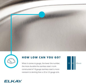 Elkay Lustertone LRADQ2521653 Single Bowl Top Mount Stainless Steel ADA Sink