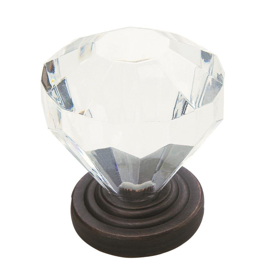 Amerock Cabinet Knob Clear/Oil-Rubbed Bronze 1-1/4 inch (32 mm) Diameter Traditional Classics 5 Pack Drawer Knob Cabinet Hardware