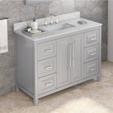Jeffrey Alexander VKITCAD48GRWCR 48" Grey Cade Vanity, White Carrara Marble Vanity Top, undermount rectangle bowl