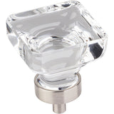 Jeffrey Alexander G140L-SN 1-3/8" Overall Length Satin Nickel Square Glass Harlow Cabinet Knob